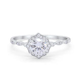 Art Deco Engagement Ring Round Simulated CZ 925 Sterling Silver