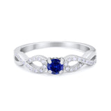 Petite Dainty Infinity Shank Ring Simulated Blue Sapphire CZ 925 Sterling Silver