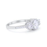 3-Stone Engagement Ring Round Simulated Cubic Zirconia 925 Sterling Silver