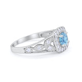 Bezel Solitaire Fashion Ring Simulated Aquamarine CZ 925 Sterling Silver