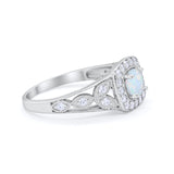 Bezel Solitaire Fashion Ring Lab Created White Opal 925 Sterling Silver