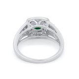 Bezel Solitaire Fashion Ring Simulated Green Emerald CZ 925 Sterling Silver