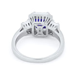 Three Stone Wedding Ring Baguette Simulated Blue Sapphire CZ 925 Sterling Silver