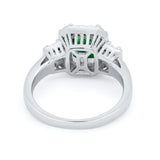 Three Stone Wedding Ring Baguette Simulated Green Emerald CZ 925 Sterling Silver