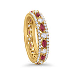 Full Eternity Ring Marquise Yellow Tone, Simulated Ruby CZ 925 Sterling Silver
