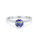 Art Deco Dazzling Wedding Ring Simulated Rainbow CZ 925 Sterling Silver