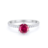 Art Deco Dazzling Wedding Ring Simulated Ruby CZ 925 Sterling Silver