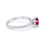 Art Deco Dazzling Wedding Ring Simulated Ruby CZ 925 Sterling Silver