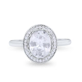Halo Wedding Bridal Ring Round Simulated CZ 925 Sterling Silver