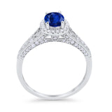 Vintage Style Oval Wedding Ring Simulated Blue Sapphire CZ 925 Sterling Silver