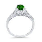 Vintage Style Oval Wedding Ring Simulated Green Emerald CZ 925 Sterling Silver
