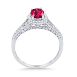 Vintage Style Oval Wedding Ring Simulated Ruby CZ 925 Sterling Silver