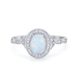 Vintage Style Oval Wedding Ring Created White Opal 925 Sterling Silver