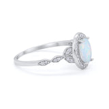 Vintage Style Oval Wedding Ring Created White Opal 925 Sterling Silver