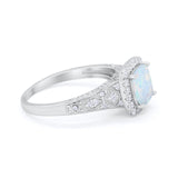 Cushion Art Deco Wedding Ring Lab Created White Opal 925 Sterling Silver