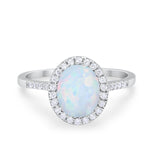 Art Deco Oval Wedding Ring Lab Created White Opal 925 Sterling Silver
