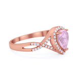 Teardrop Wedding Promise Ring Infinity Rose Tone, Simulated Pink Morganite CZ 925 Sterling Silver