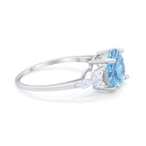 Large Stone Cocktail Art Deco Engagement Ring Simulated Aquamarine CZ 925 Sterling Silver