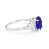 Large Stone Cocktail Art Deco Engagement Ring Simulated Blue Sapphire CZ 925 Sterling Silver
