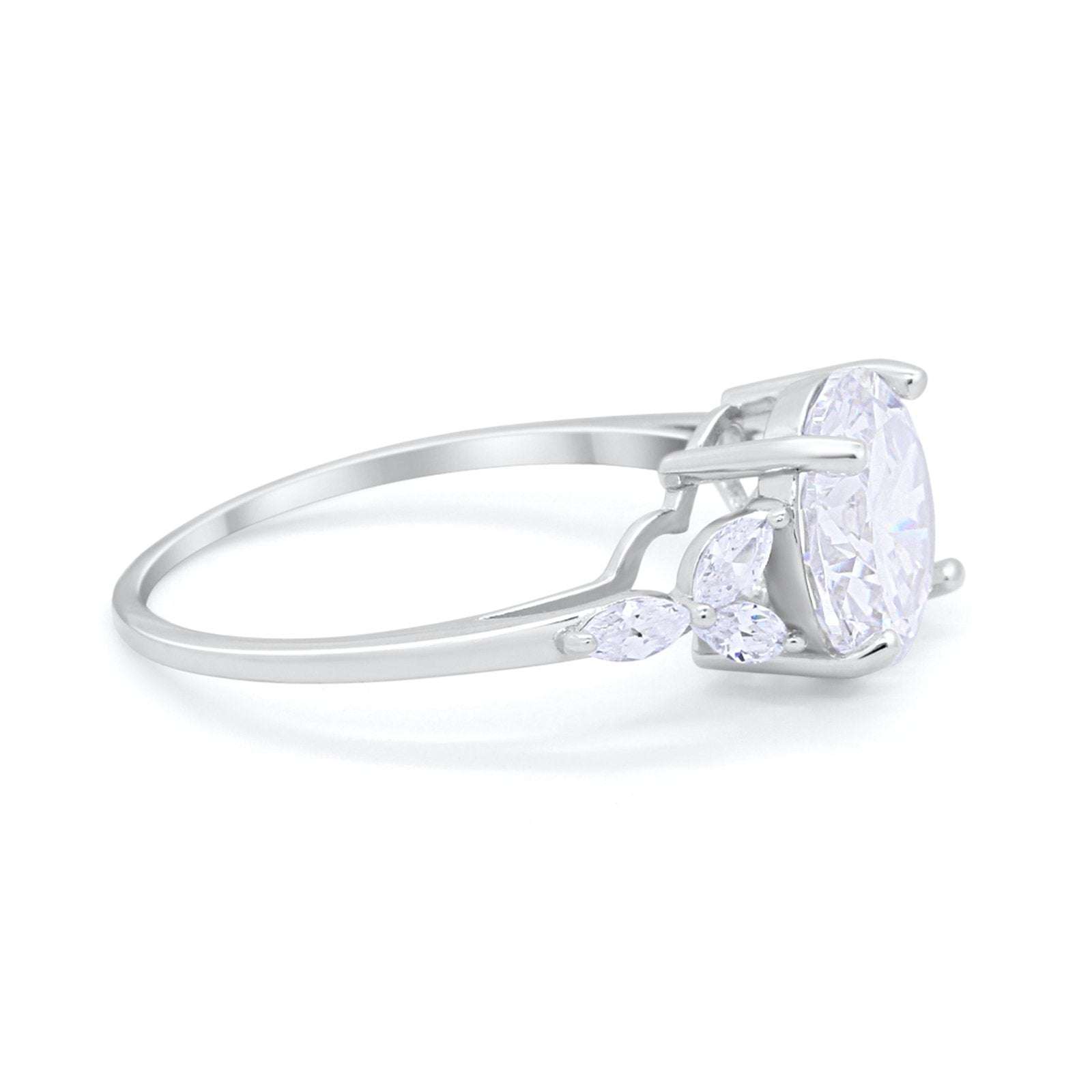 Large Stone Cocktail Art Deco Engagement Ring Round Simulated Cubic Zirconia 925 Sterling Silver