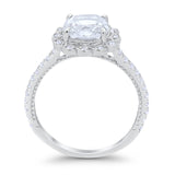 Halo Cushion Engagement Ring Simulated Cubic Zirconia 925 Sterling Silver