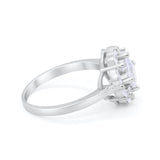 Art Deco Engagement Ring Princess Cut Simulated Cubic Zirconia 925 Sterling Silver