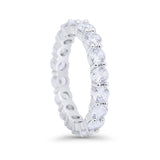 Alternating Wedding Band Ring Round Eternity Simulated Cubic Zirconia 925 Sterling Silver