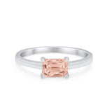 Radiant Cut Solitaire Engagement Ring Simulated Morganite CZ 925 Sterling Silver