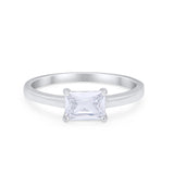 Radiant Cut Solitaire Engagement Ring Simulated CZ 925 Sterling Silver
