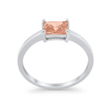 Radiant Cut Solitaire Engagement Ring Simulated Morganite CZ 925 Sterling Silver