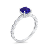 Vintage Style Wedding Bridal Ring Simulated Blue Sapphire CZ 925 Sterling Silver