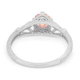 Vintage Design Solitaire Engagement Ring Simulated Morganite CZ 925 Sterling Silver