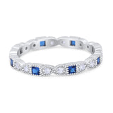 Eternity Bands Wedding Ring Simulated Blue Sapphire CZ 925 Sterling Silver