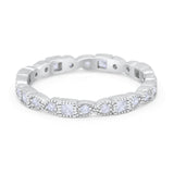 Eternity Bands Art Deco Wedding Ring Simulated CZ 925 Sterling Silver