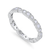 Eternity Bands Art Deco Wedding Ring Simulated CZ 925 Sterling Silver