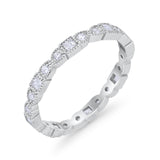 Eternity Bands Art Deco Wedding Ring Simulated CZ 925 Sterling Silver