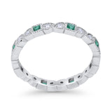 Eternity Bands Art Deco Wedding Ring Simulated Green Emerald CZ 925 Sterling Silver