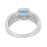 Vintage Style Engagement Ring Simulated Aquamarine CZ 925 Sterling Silver