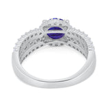 Vintage Style Engagement Ring Simulated Blue Sapphire CZ 925 Sterling Silver