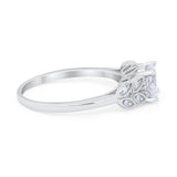 Art Deco Flower Style Engagement Bridal Ring Round Simulated CZ 925 Sterling Silver