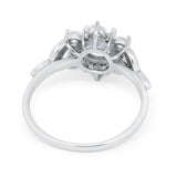 Floral Wedding Cluster Ring Simulated Cubic Zirconia 925 Sterling Silver