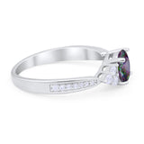 Art Deco Engagement Bridal Ring Simulated Rainbow CZ 925 Sterling Silver