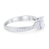 Art Deco Engagement Bridal Ring Simulated Cubic Zirconia 925 Sterling Silver