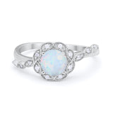 Art Deco Wedding Ring Lab Created White Opal 925 Sterling Silver