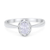 Solitaire Art Deco Engagement Ring Round Oval Simulated CZ 925 Sterling Silver
