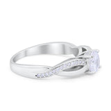 Infinity Shank Engagement Ring Simulated Cubic Zirconia 925 Sterling Silver