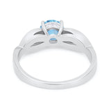 Infinity Shank Engagement Ring Simulated Aquamarine CZ 925 Sterling Silver