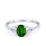 Oval Art Deco Engagement Ring Marquise Simulated Green Emerald CZ 925 Sterling Silver