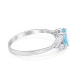 Oval Art Deco Engagement Ring Marquise Simulated Aquamarine CZ 925 Sterling Silver
