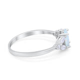 Oval Art Deco Engagement Ring Lab Created White Opal 925 Sterling Silver